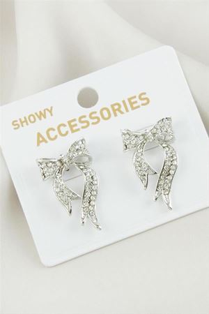 Fiyong Taşlı Metal Küpe - Gümüş Rengi