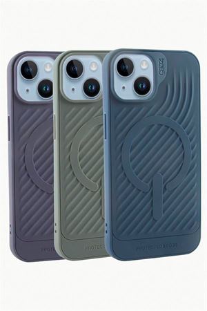 iPhone 14 6.1 Lüx Magsaff Gear Silikon Kılıf - Mor