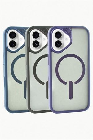 iPhone 16 Lüx Magsaff Kapak Kılıf - Gri