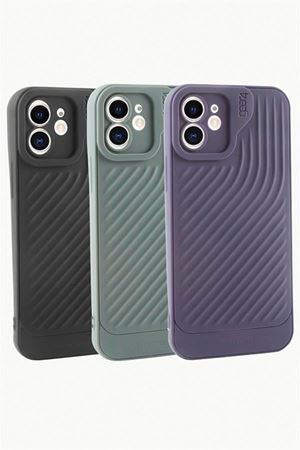 iPhone 11 6.1 Çizgili Lüx Gear Silikon Kılıf - Bordo