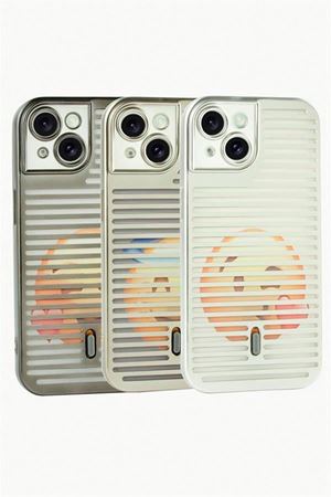 iPhone 15 Desenli Lüx Silikon Kılıf - Açık Gri