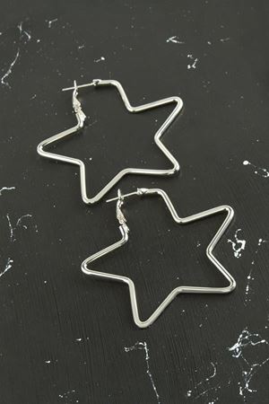 Yıldız Trend Küpe 5 cm - Gümüş Rengi