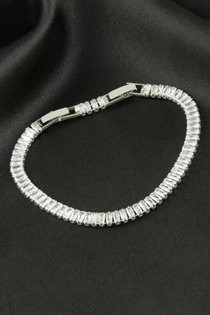 Baget Zirkon Taşlı Lüks Kararmaz Bileklik 5 mm - Gümüş Rengi