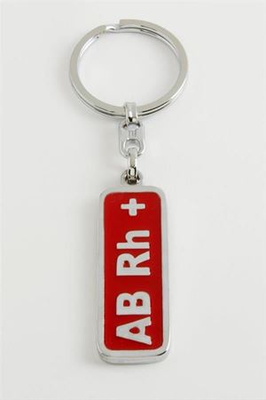 AB Rh Pozitif Kan Grubu Metal Anahtarlık - Kırmızı