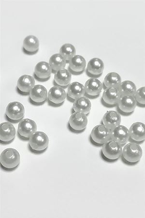 6 mm Delikli İnci Boncuk 500 Gram - Beyaz