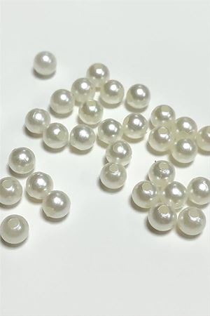 6 mm Delikli İnci Boncuk 500 Gram - Krem