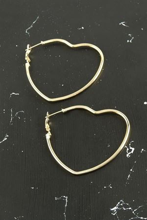 Kalp Trend Küpe 4,5 cm - Sarı
