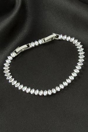 Oval Zirkon Taşlı Lüks Kararmaz Bileklik 5 mm - Gümüş Rengi