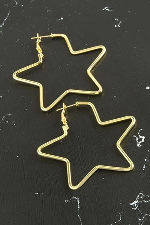 Yıldız Trend Küpe 5,5 cm - Sarı