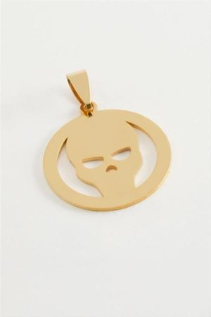 Kuru Kafa Çelik Kolye Ucu 2,5 cm - Sarı