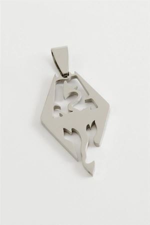 Ejderha Çelik Kolye Ucu 3,5 cm - Gümüş Rengi