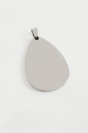 Oval İsim Yazılabilir Çelik Kolye Ucu 4,5 cm - Gümüş Rengi