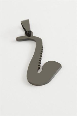 Oval Çelik Kolye Ucu 3,5 cm - Siyah