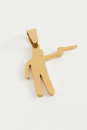 Silahlı Asker Çelik Kolye Ucu 3 cm - Sarı