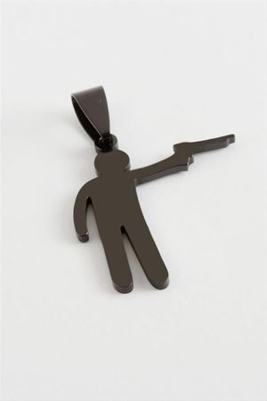 Silahlı Asker Çelik Kolye Ucu 3 cm - Siyah