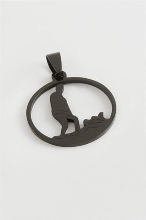 Atatürk Çelik Kolye Ucu 3 cm - Siyah