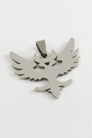Çift Başlı Kartal Çelik Kolye Ucu 3,5 cm - Gümüş Rengi