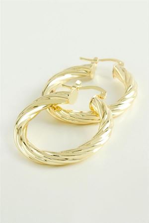Sarmaşıklı Halka Küpe 3, 5 cm - Sarı