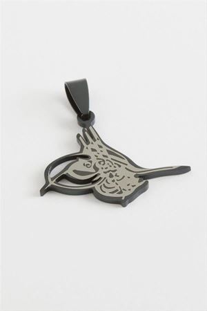 Tuğra Çelik Kolye Ucu 2,5 cm - Siyah