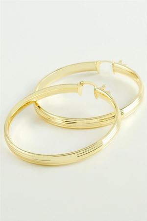 Çizgili Halka Küpe 6 cm - Sarı