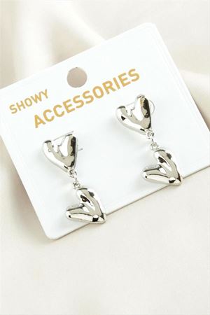 Kalp Trend Metal Küpe - Gümüş Rengi