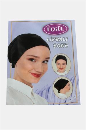 Likralı Bağlamalı Düz Bone - Siyah