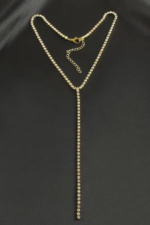 Şerit Taşlı Çelik Kolye 4 mm - Sarı