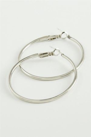 Metal Halka Küpe 4 cm - Gümüş Rengi