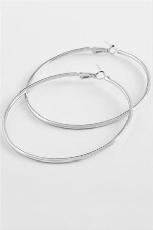 Metal Halka Küpe 6 cm - Gümüş Rengi