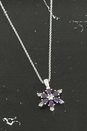 Lotus Zirkon Taşlı Trend Kolye - Mor