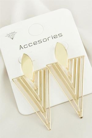 Üçgen Trend Metal Küpe - Sarı
