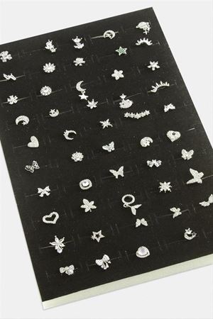 Tragus Zirkon Taşlı  Piercing 1 Adet - Gümüş Rengi