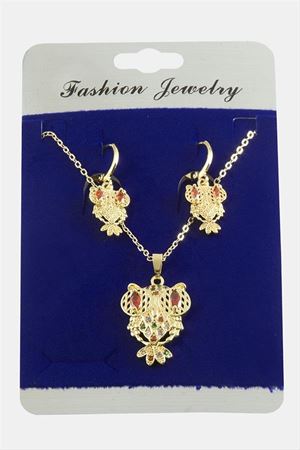 Baykuş Zirkon Taşlı Set Kolye - Karışık Renk 1
