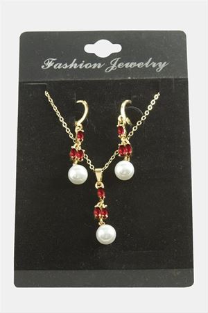 Çiçek İnci Zirkon Taşlı Set Kolye - Karışık Renk 1