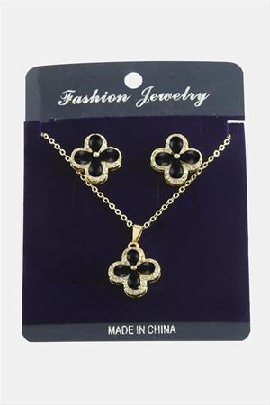 Çiçek Zirkon Taşlı Set Kolye - Karışık Renk 1