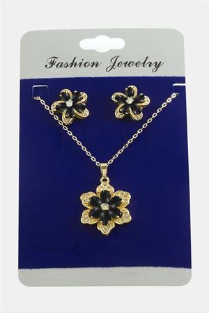 Papatya Zirkon Taşlı Set Kolye - Karışık Renk 1