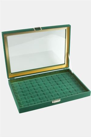 Cam Kapaklı Anfora Kumaş Tırnaklı Yüzük Standı 24*34 cm - Siyah