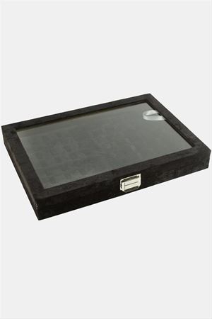 Cam Kapaklı Anfora Kumaş Tırnaklı Yüzük Standı 24*34 cm - Siyah