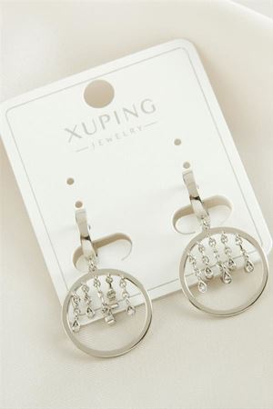 Xuping Zirkon Taşlı Lüks Çelik Küpe - Gümüş Rengi