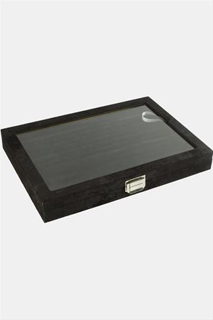 Cam Kapaklı Anfora Kumaş Kelepçe Yüzük Standı 24*34 cm - Siyah