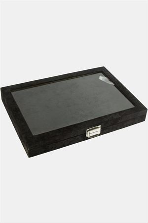 Cam Kapaklı Anfora Kumaş Batırmalı Yüzük Standı 24*34 cm - Siyah
