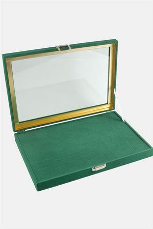 Cam Kapaklı Anfora Kumaş Batırmalı Yüzük Standı 24*34 cm - Pembe