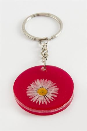 Papatya Epoksi Anahtarlık - Pembe