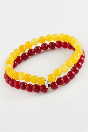 Sarı Kırmızı Doğaltaş Bileklik 6 mm - Kırmızı