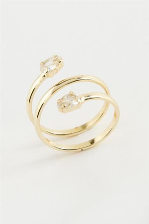 Oval Zirkon Taşlı Yüzük - Sarı