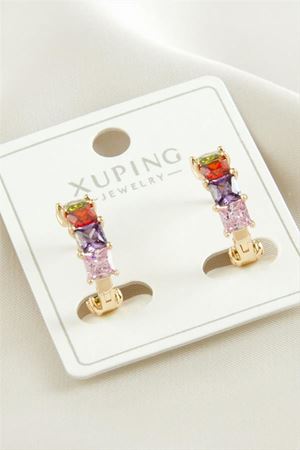 Xuping Zirkon Taşlı Lüks Çelik Küpe - Sarı