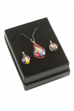 Cam Sanatı Murano Kutulu Set Kolye - Karışık Renk 1
