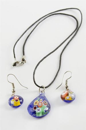 Cam Sanatı Murano Kutulu Set Kolye - Karışık Renk 1