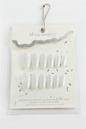 Mina Beauty Kedi Gözü Takma Tırnak - Beyaz