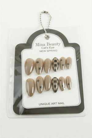 Desenli Mina Beauty Kedi Gözü Takma Tırnak - Bordo